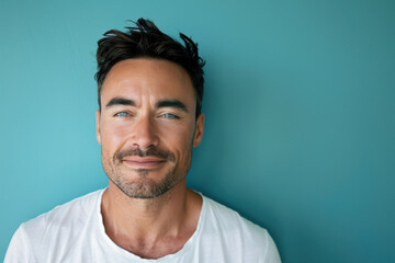 Obraz premium A close up portrait of a young man with a subtle smile