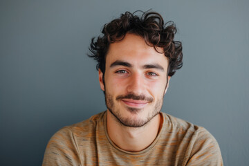 Obraz premium A close up portrait of a young man with a subtle smile