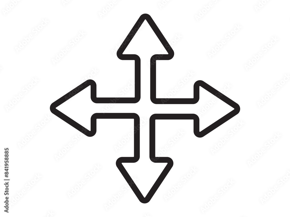 Poster arrow icon, vector with stroke line. four direction arrows icon, vector. a four-way black marker dir