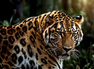 Obraz premium Close-up view of a fierce leopard in the wild