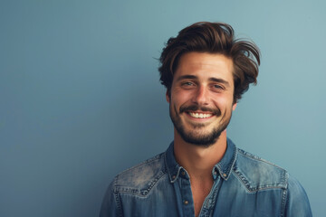 Obraz premium A close up portrait of a young man with a subtle smile
