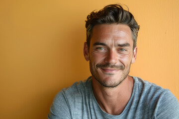 Fototapeta premium A close up portrait of a young man with a subtle smile