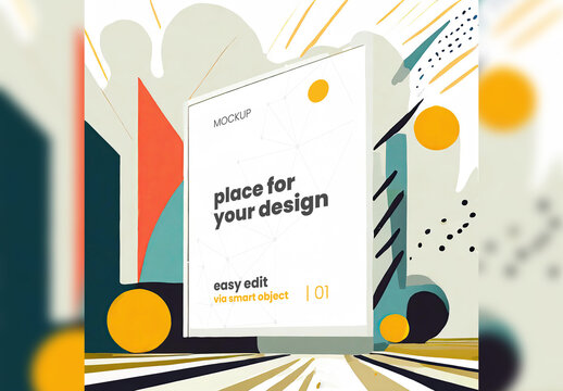 Poster Frame Page Mockup digital illustrated artistic design style 08 Generative Ai