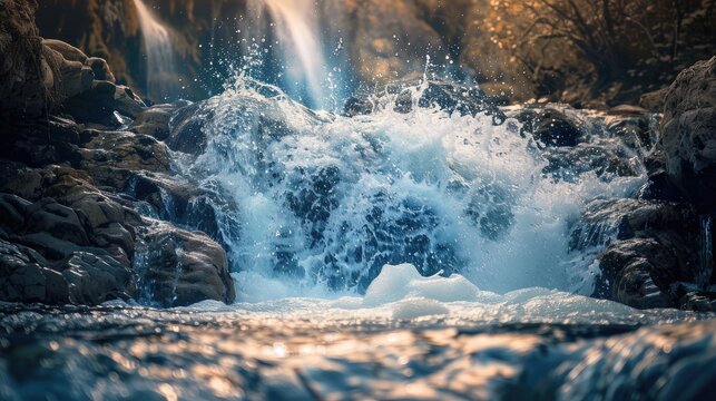 Beautiful Waterfall Captured in a Stunning Water Splash Photo