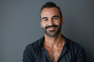 Obraz premium A close up portrait of a young man with a subtle smile