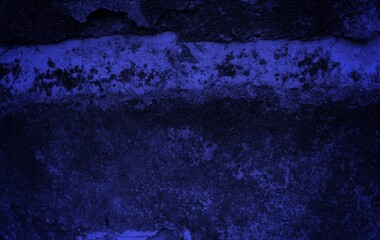 Dark blue color with an old grunge wall concrete texture as a background. Beautiful Decorative Navy Blue Stucco Wall Background. Art Abstract Grunge Texture Web Banner With Copy Space for design