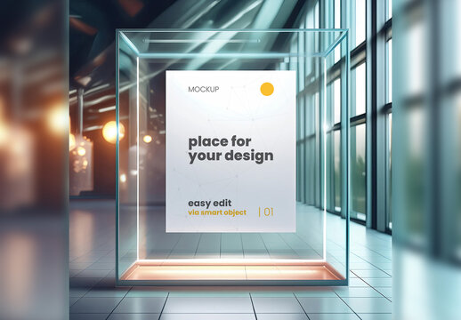 Protective Security Box Poster Frame Image Gallery Mockup 02 Generative Ai