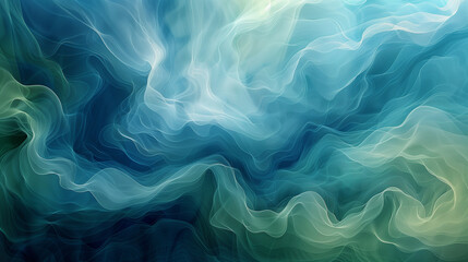 Obraz premium abstract background with flowing green and blue hues, resembling ethereal waves or smoke in motion