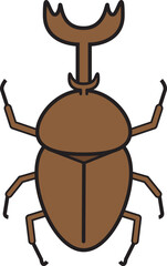 Rhinoceros beetle Dynastinae cartoon icon.