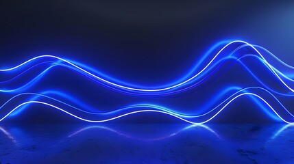 A dark textured wall with a glowing blue neon light wave, creating a modern and futuristic ambiance.
