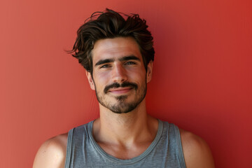 Obraz premium A close up portrait of a young man with a subtle smile