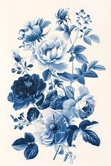 Elegant Refined Risograph Floral Print