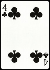 Casino et poker, carte à jouer, 4 de Trèfle 