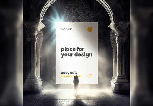 Science Fiction Fantasy Environment Poster Mockup Generative Ai