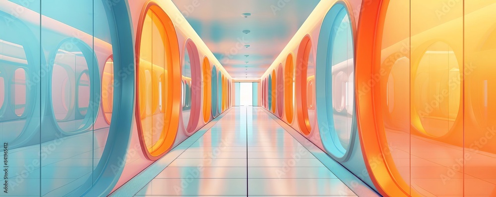 Poster Hologram cells virtual flat design front view modern theme cartoon drawing Splitcomplementary color scheme