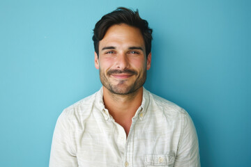 Obraz premium A close up portrait of a young man with a subtle smile