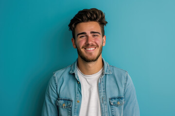 Fototapeta premium A close up portrait of a young man with a subtle smile