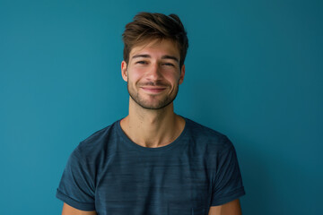 Obraz premium A close up portrait of a young man with a subtle smile
