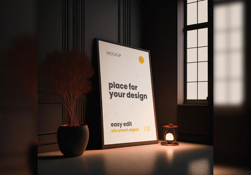 Red Velvet 3d Style Poster Frame Mockup Generative Ai