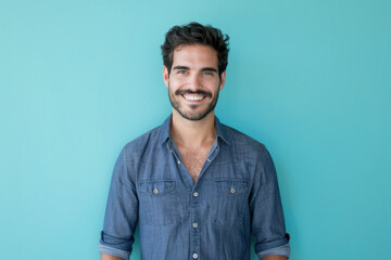 Fototapeta premium A close up portrait of a young man with a subtle smile