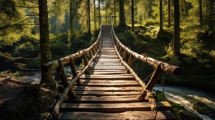 wooden bridge in the forest