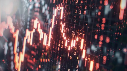 Obraz premium Binary code. Red glowing numbers on dark background.