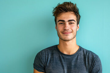 Obraz premium A close up portrait of a young man with a subtle smile