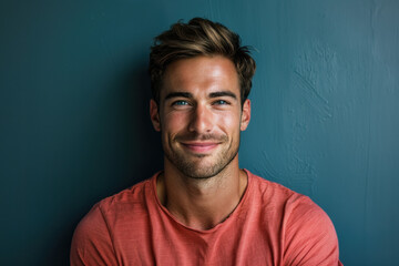 Fototapeta premium A close up portrait of a young man with a subtle smile