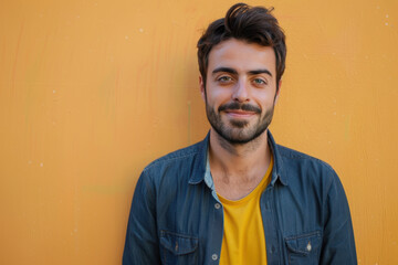 Obraz premium A close up portrait of a young man with a subtle smile