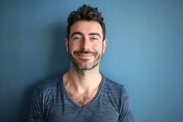 Fototapeta premium A close up portrait of a young man with a subtle smile