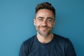 Fototapeta premium A close up portrait of a young man with a subtle smile
