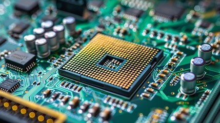 Obraz premium microchips and motherboard.