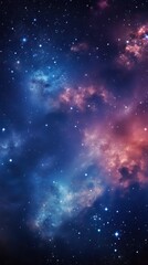 Naklejka premium Realistic shot of A vast and majestic cosmic landscape filled with numerous sparkling galaxies. Each galaxy is depicted as a vibrant cluster of stars, radiating distinct hues and surrounded by shimmer