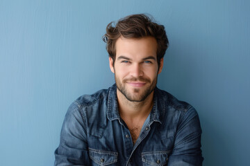 Obraz premium A close up portrait of a young man with a subtle smile