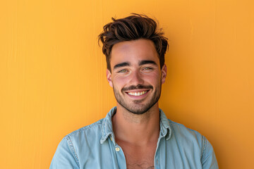 Obraz premium A close up portrait of a young man with a subtle smile