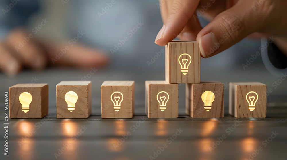 Poster a hand is placing wooden blocks with human head icons on them in a row. each block containing an ill