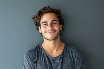 Fototapeta premium A close up portrait of a young man with a subtle smile