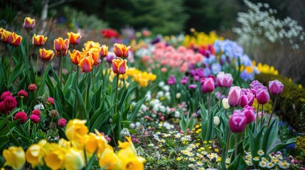 Obraz premium Colorful flowers and blossoming spring display