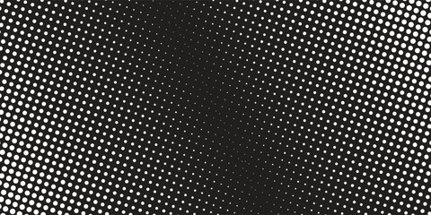 Dotted gradient vector pattern illustration, white and black halftone polka background graphic, horizontal seamless circle dotted lines, monochrome dots texture backdrop, retro popart effect half tone