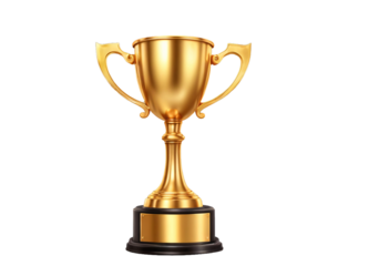 Winner golden trophy cup on transparent background. Triumph champions, celebration sports winner awards. Perfect for recognizing achievements, won or celebrating success.