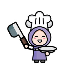 
illustration of female chef with kitchen knife