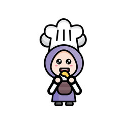illustration of chef in hood eating