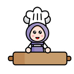 illustration of a chef making cake dough