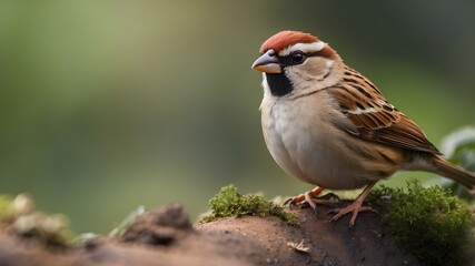The scene of sparrow siting in its next
