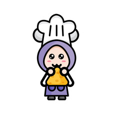 illustration of a chef eating pizza