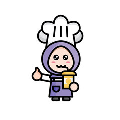 
illustration of a chef drinking