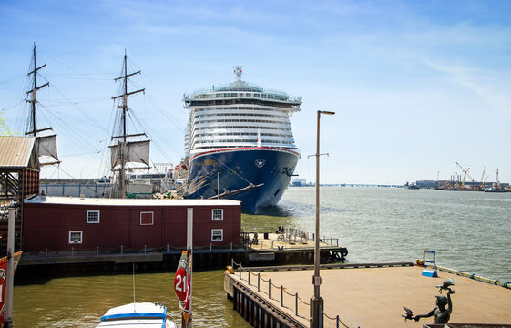 Galveston, USA - March 23, 2024: Cruise ship Carnival Jubilee docked at port Galveston. The port is a popular Caribbean cruise destination