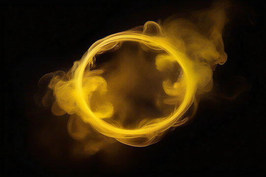  yellow smoke ring on a black background.