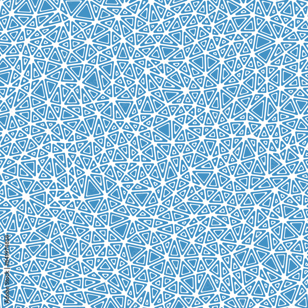 Poster pattern of triangle shapes with rounded solid shapes in frames. small triangles in a solid color sty
