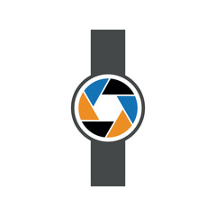 Initial Camera Lens Logo combine with letter I vector template